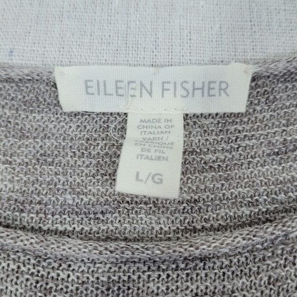 Eileen Fisher Womens Size Large 100% Linen Taupe Loose Knit Tunic Dolman Sleeve - Picture 5 of 10